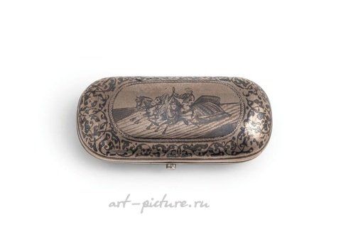 Русское серебро, Серебряный и ниелловый сигарный кейс, Россия, 19 век