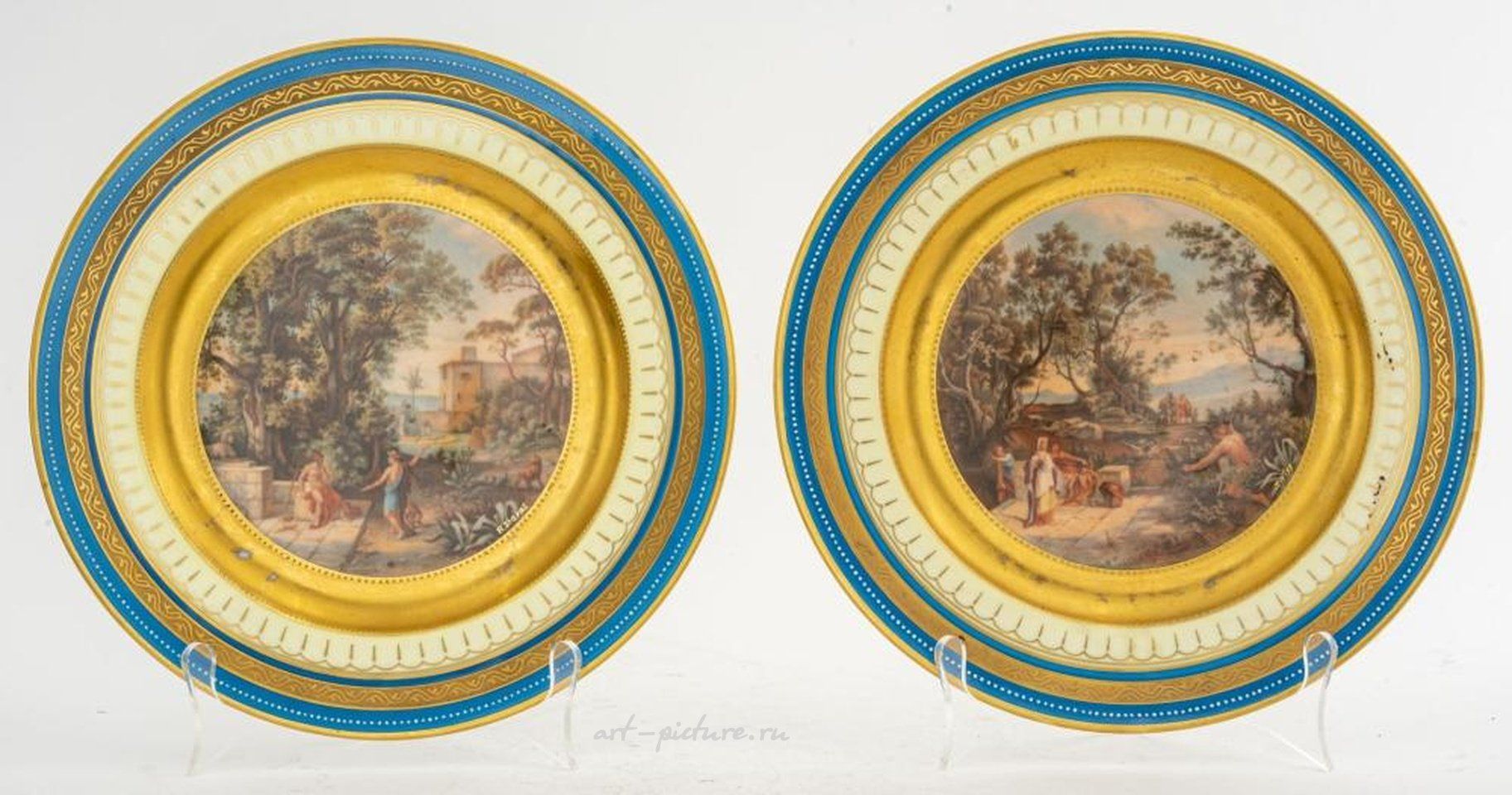 Royal Vienna , Фарфоровая тарелка "Одиссей и Телемах" в королевском венском наборе