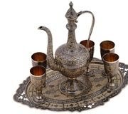 Русский советский эпоха серебряный золоченый ниелло коньячный набор