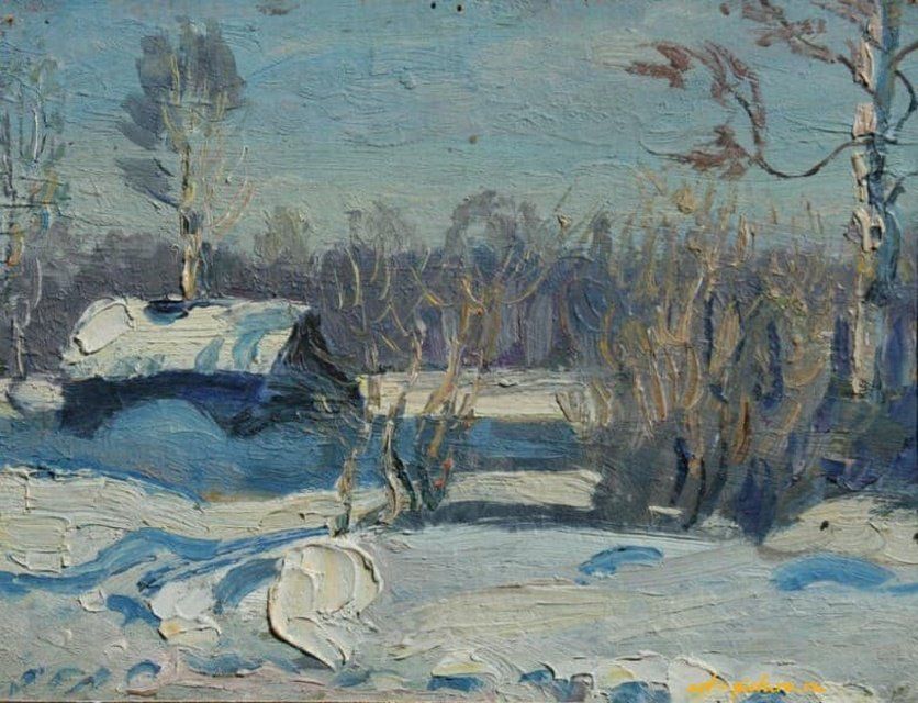 Мороз и Солнце. Картон, масло. 28 х 21 см.