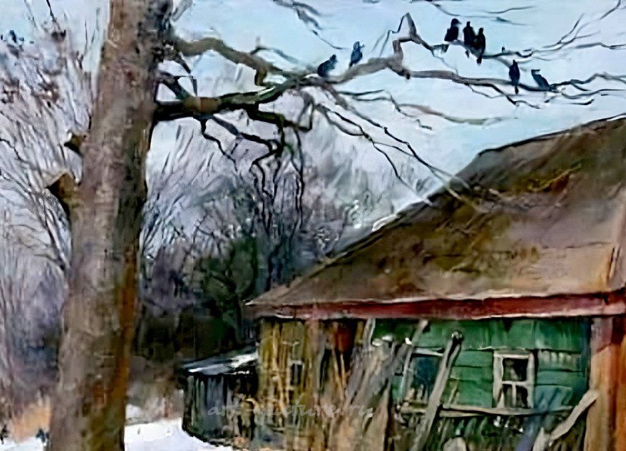 Этюд в деревне. Холст, масло. 35 х 50 см