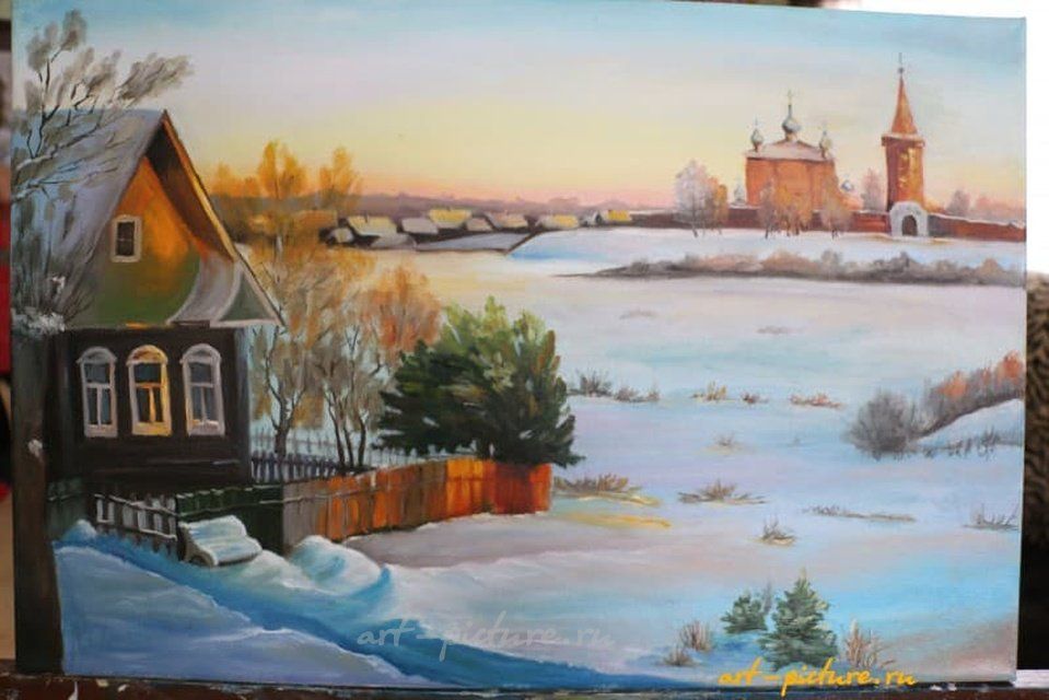 Зимний рассвет холст,масло