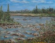 Горная река масло, холст 