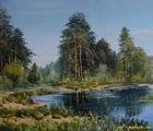 Статуэтка Лесной пруд масло,холст