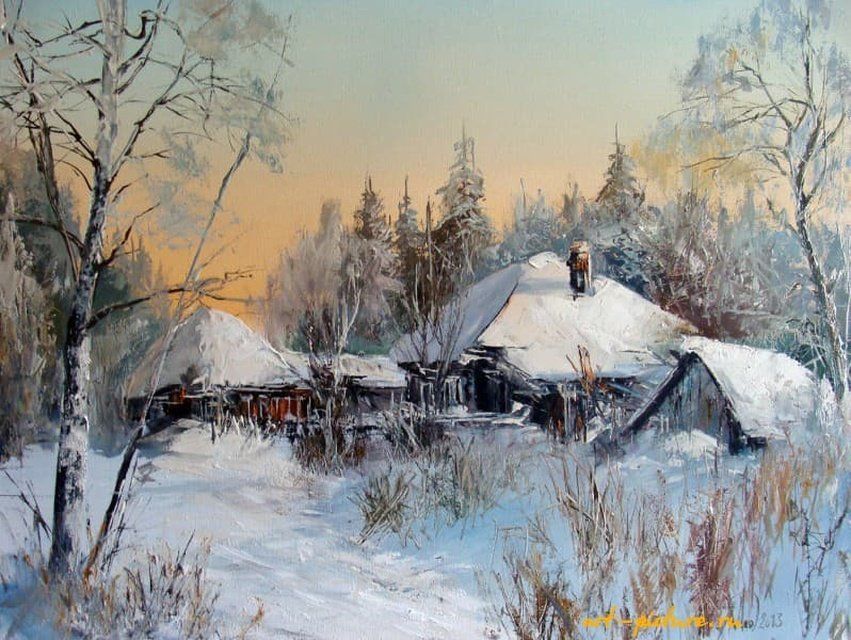 Морозное утро холст,масло