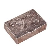 Русская серебряная позолоченная сигарная коробка "Пегас", партнеры Макаровой...