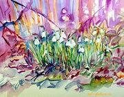 Первые подснежники бумага, акварель 