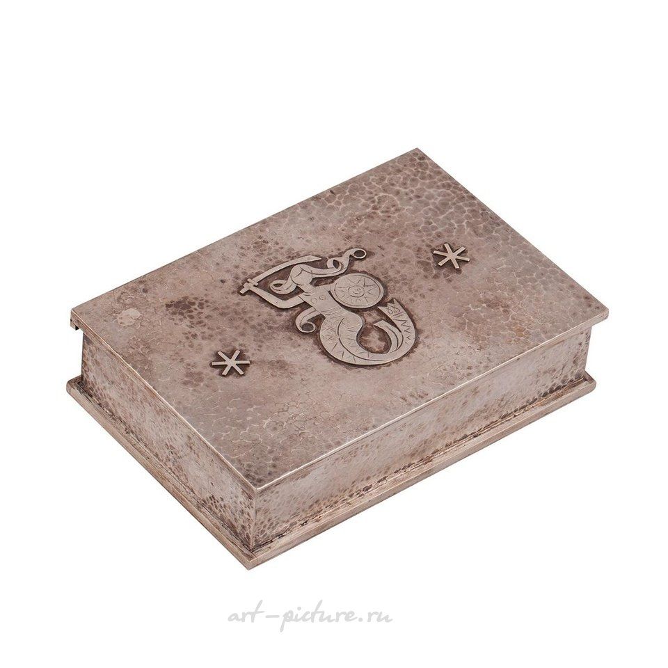 Russian silver , A Russian silver cigar box "Samorodok" with a Warszawska Syr...