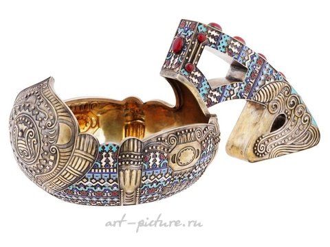 Русское серебро, Русский серебряный ковш с позолотой и эмалью