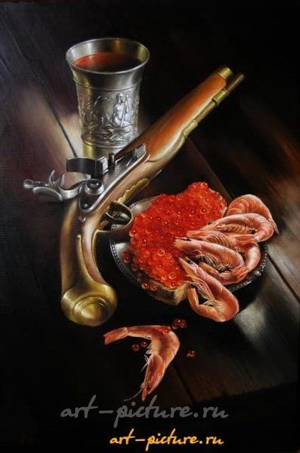Натюрморт с красной икрой холст/масло