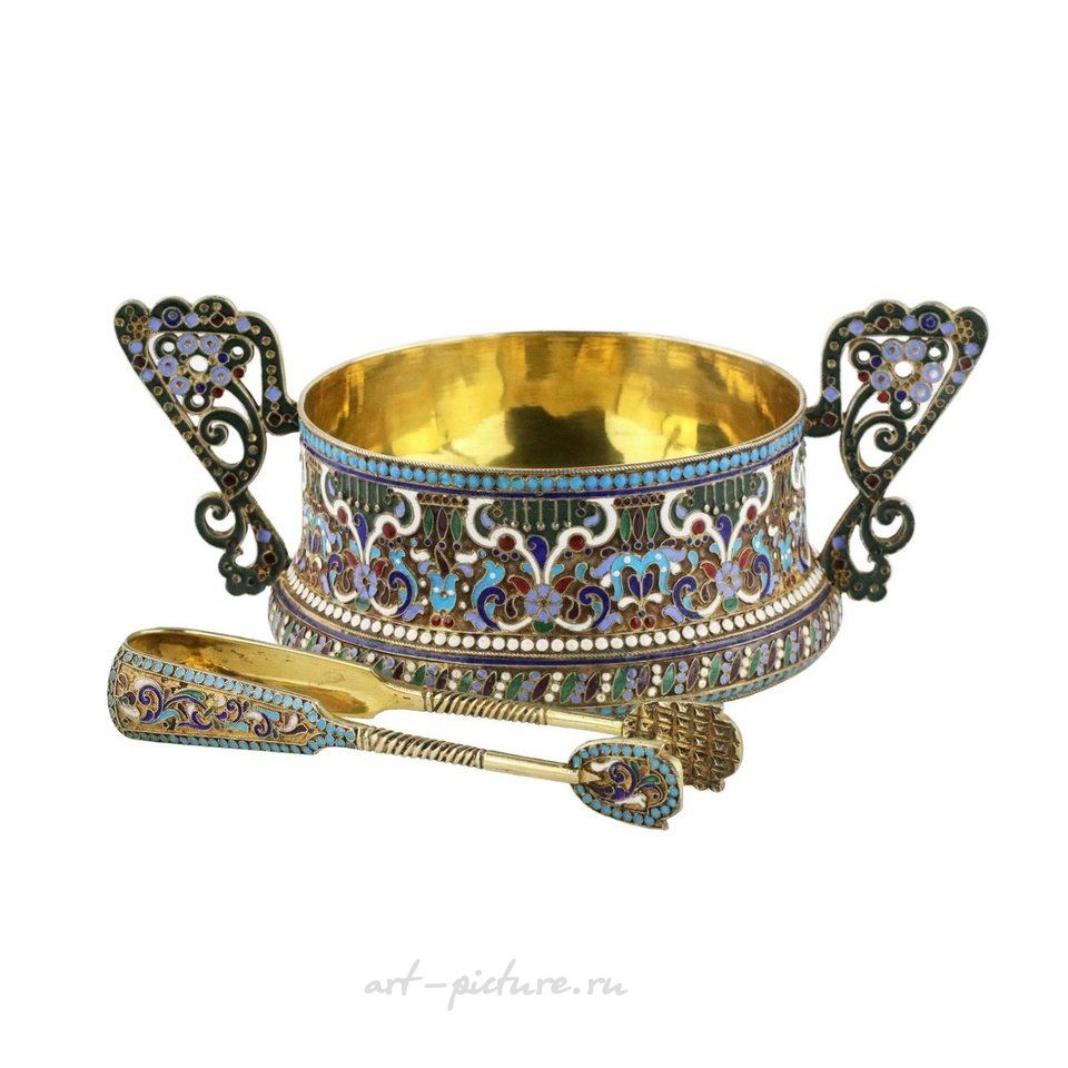 Русское серебро , Серебряная русская сахарница с щипцами