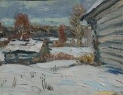 Зима. Картон, масло. 28 х 21 см.