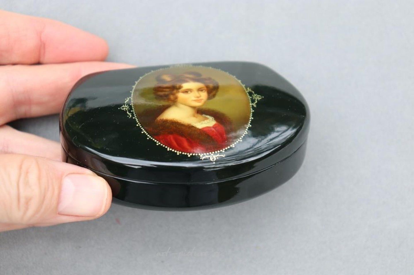 Russian silver , Natalya Pushkina Goncharova, Russian lacquer hand-painted miniature artist...