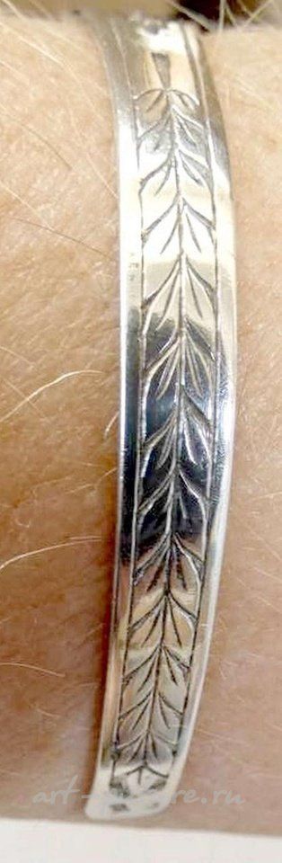 Русское серебро , Винтажный браслет-манжета из серебра