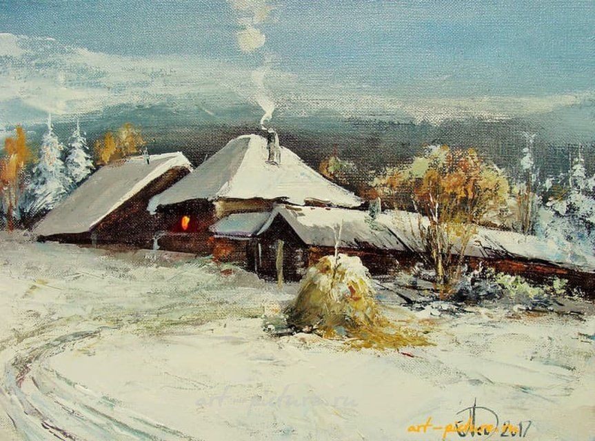 Зимний заполдень масло,холст