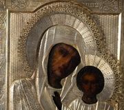 Русская эмалированная серебряная икона Богородицы Казанской