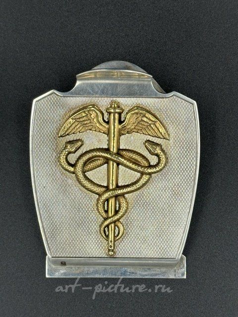 Зажим для бумаг (пресс-папье) с символом медицины, Hermès (Гермес), Франция, 244 гр, 950 пр, 10 х 7,5 см
