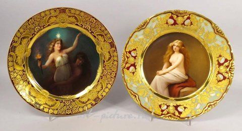 Royal Vienna, Две викторианских фарфоровых тарелки с портретами