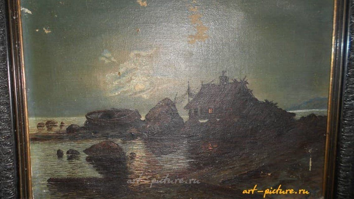 Хижина у моря масло холст