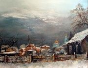 Вид со двора масло,холст