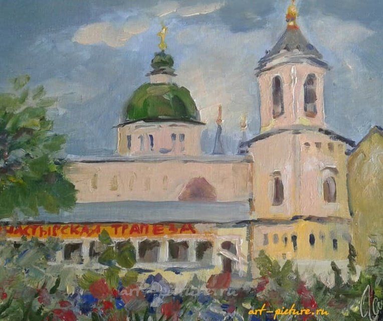Трапезная холст на картоне масло