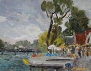 Тракай. Базарные лавки. Литва. Картон, масло. 20 х 30 см.