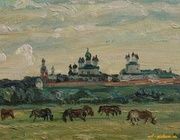 Монастырь. Картон, масло. 28 х 21 см.