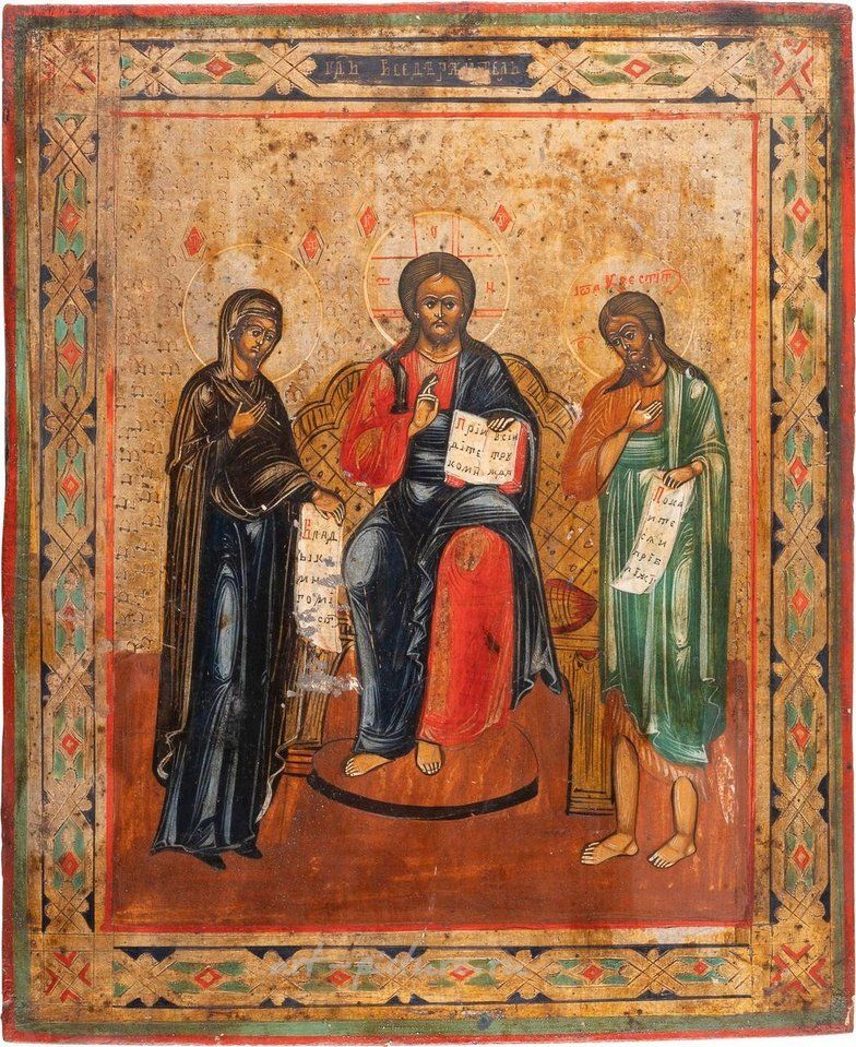 Русское серебро , ДВЕ ИКОНЫ: СВЯТОЙ НИКОЛАЙ МИРЛИКИЙСКИЙ И ДЕЕСИС Россия, 18-19 век.