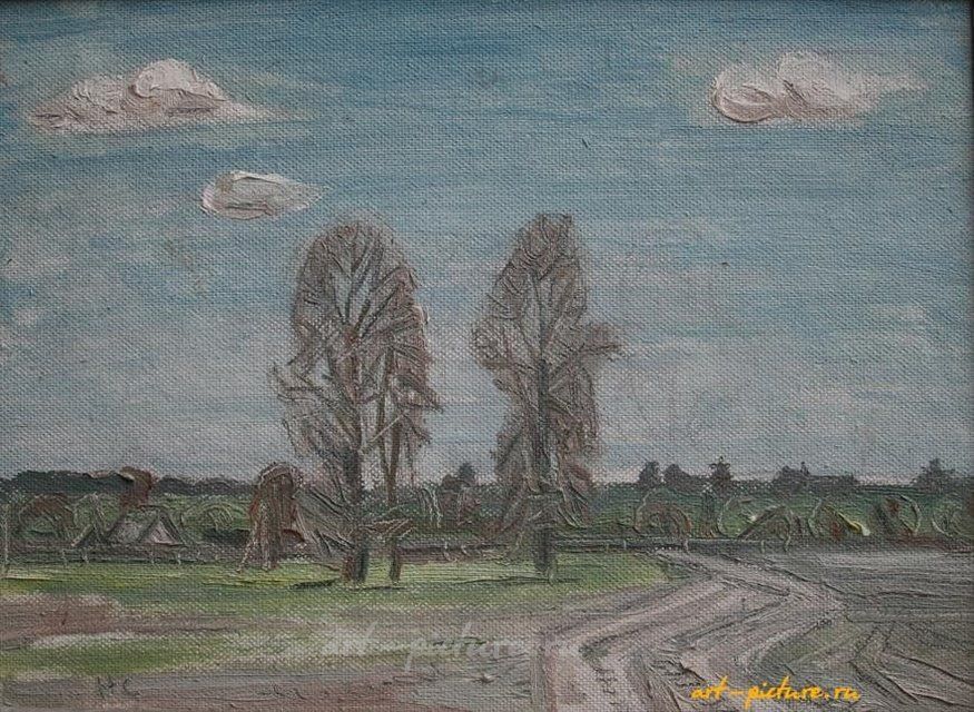 Моя бывшая деревня. Картон, масло. 28 х 38 см
