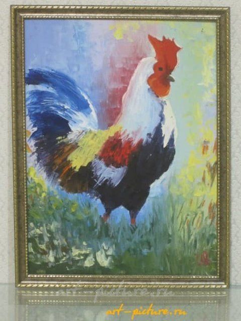 Петух холст, масло, мастихин