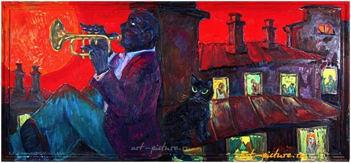 Трубач на закате 130х85untitled Холст , масло