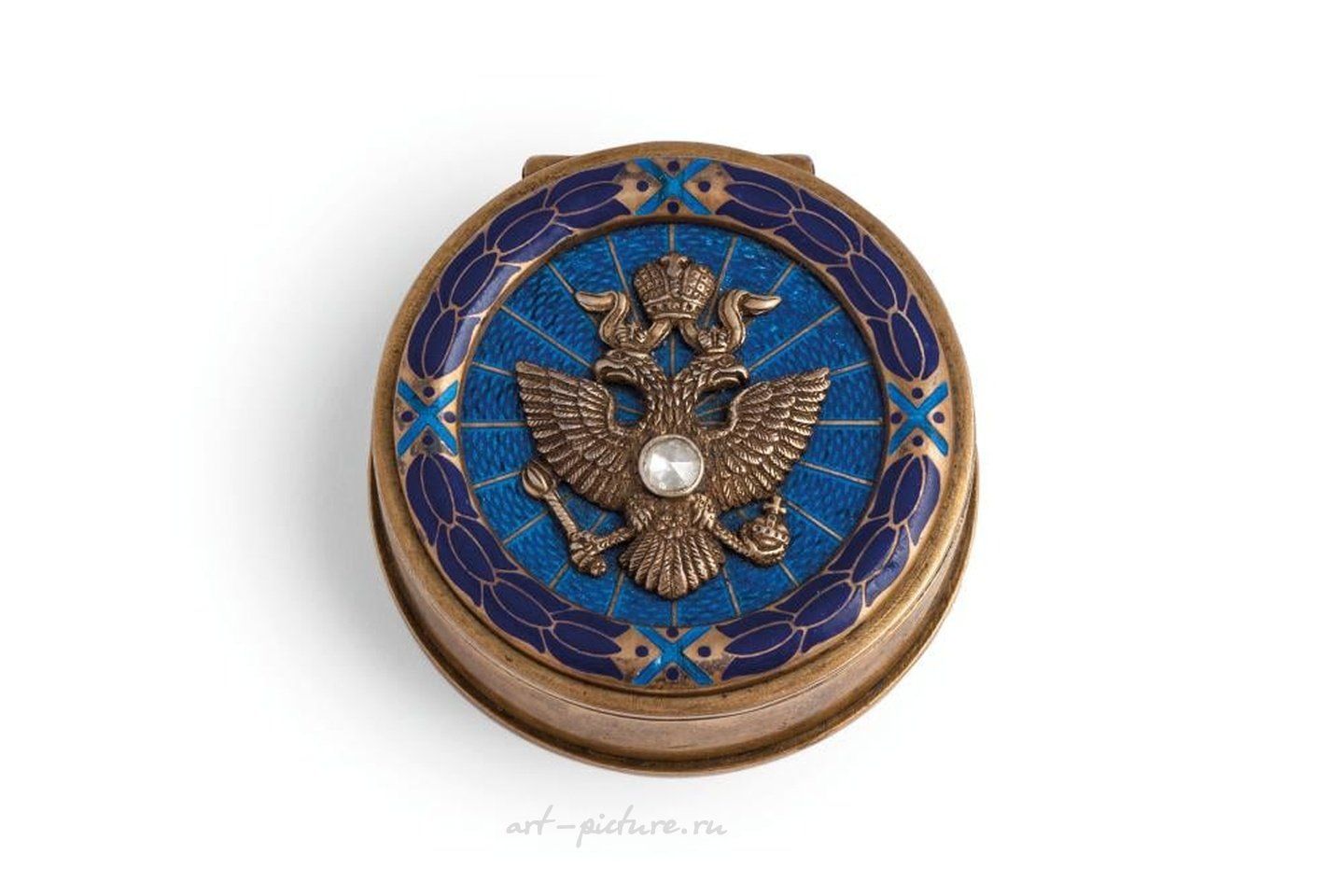 Русское серебро , ЗОЛОТИСТАЯ СЕРЕБРЯНАЯ И ЭМАЛЕВАЯ ПИЛУЛЬНИЦА, XX ВЕК