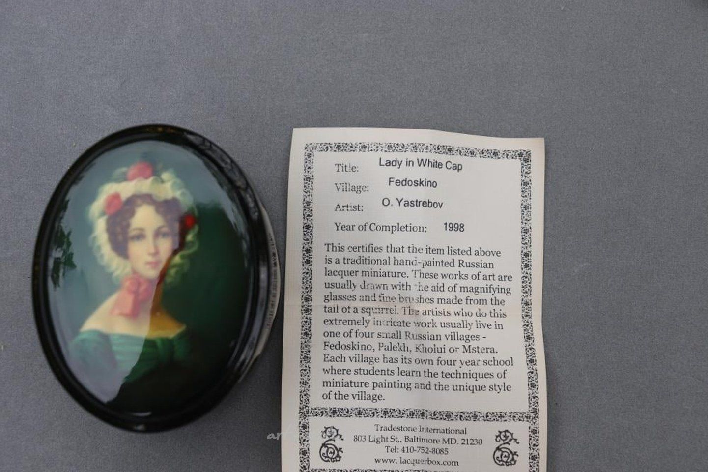 Russian silver , Lady in white cap by O. Yastrebov, 1998, hand-painted Russia...