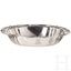 Silver, foil-curved oval bowl. Distinctly raised...