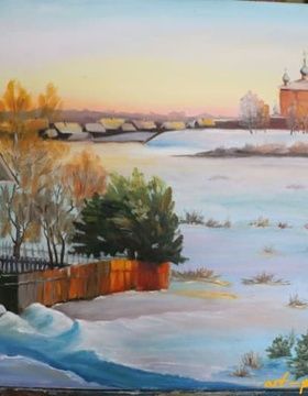 купить Зимний рассвет холст,масло 