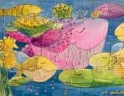 Аквариум Холст на подрамнике, акрил, лайнер, pearl marker 