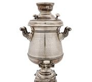 Большой серебряный русский самовар. И.Е. Морозов. 1896 год.