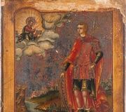 Две иконы, изображающие Христа Пантократора и Святого Георгия.