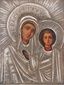 Антикварная русская икона Богородицы Казанской в окладе