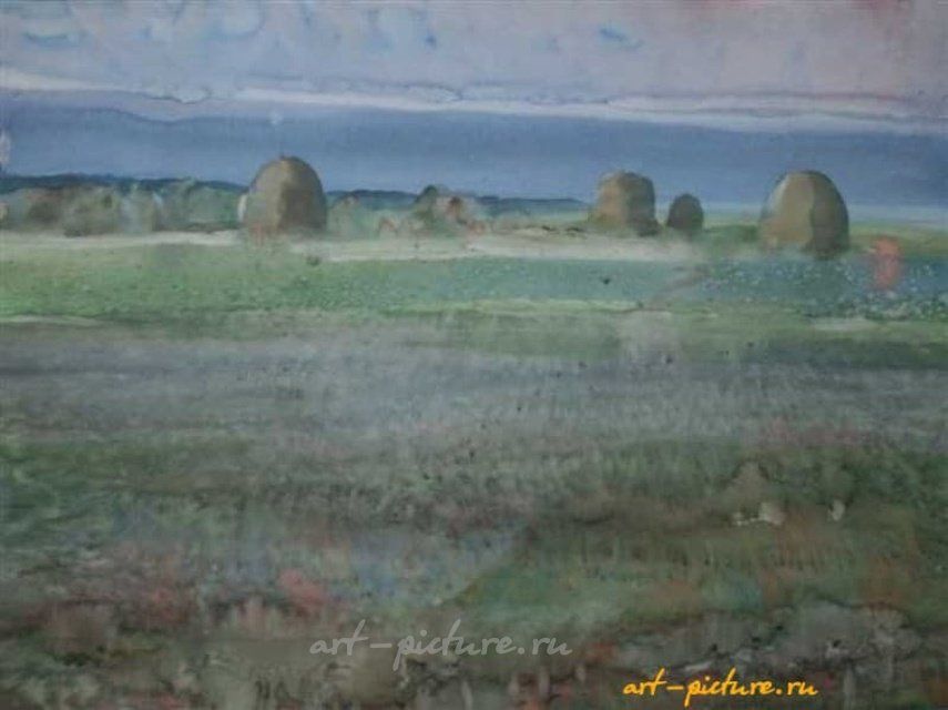 Сенокос. Акварель. 60 х 80 см