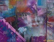 Magic city Модульный холст  (2х 30х70, 1х 50х70), акрил, абстракционизм 