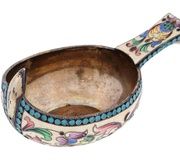Русский серебряный ковш с позолотой и эмалью