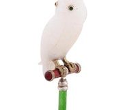 Фигурка совы из русского серебра, нефрита, эмали и кристалла