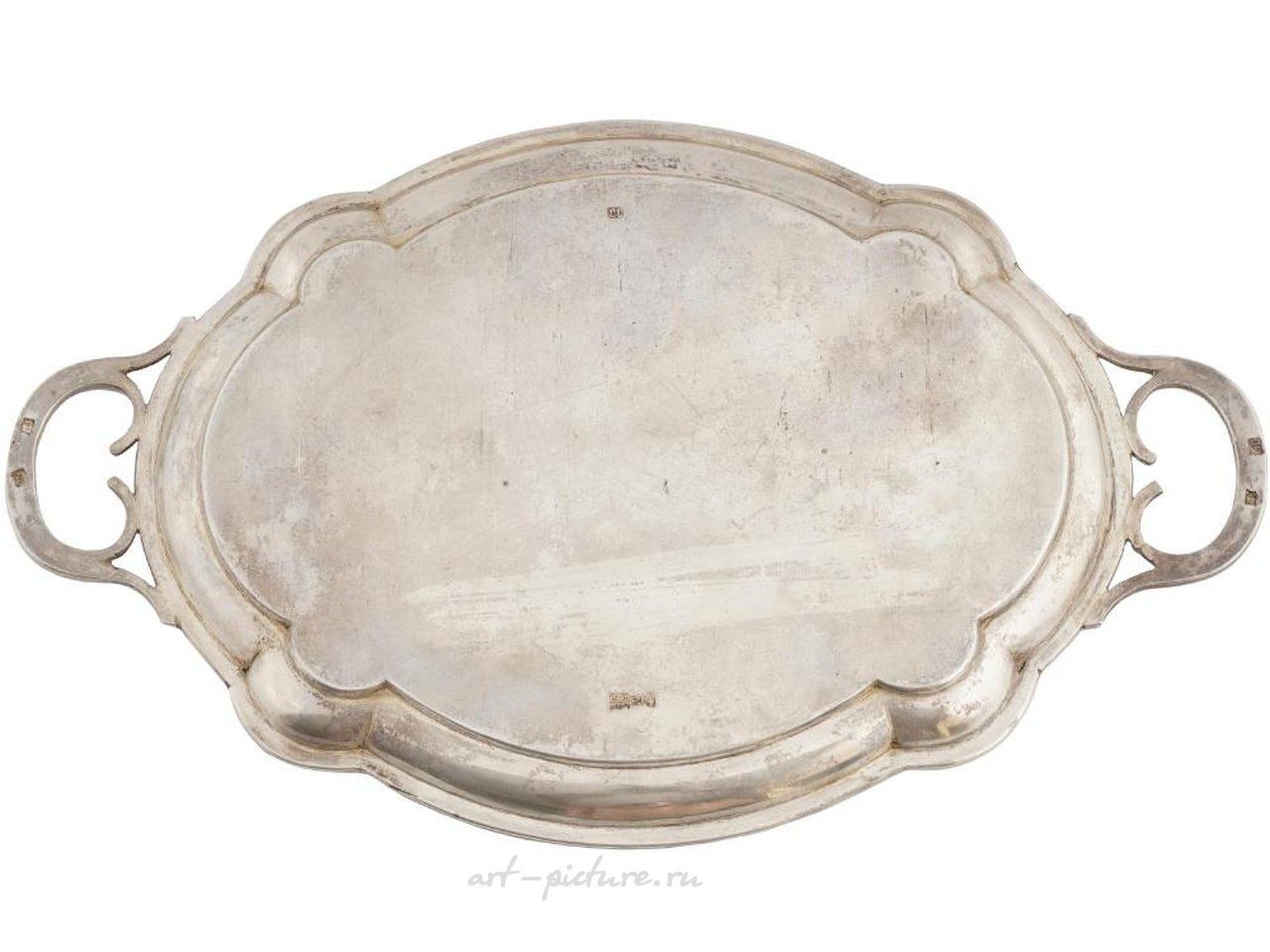 Russian silver , IMPERIAL RUSSIAN SILVER SERVING TRAY WITH ENGRAVING