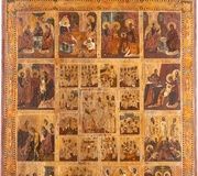 Большая икона с изображением Воскресения с Циклом Страсти