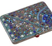 Серебряный чехол для сигарет с эмалью в технике клоизонне