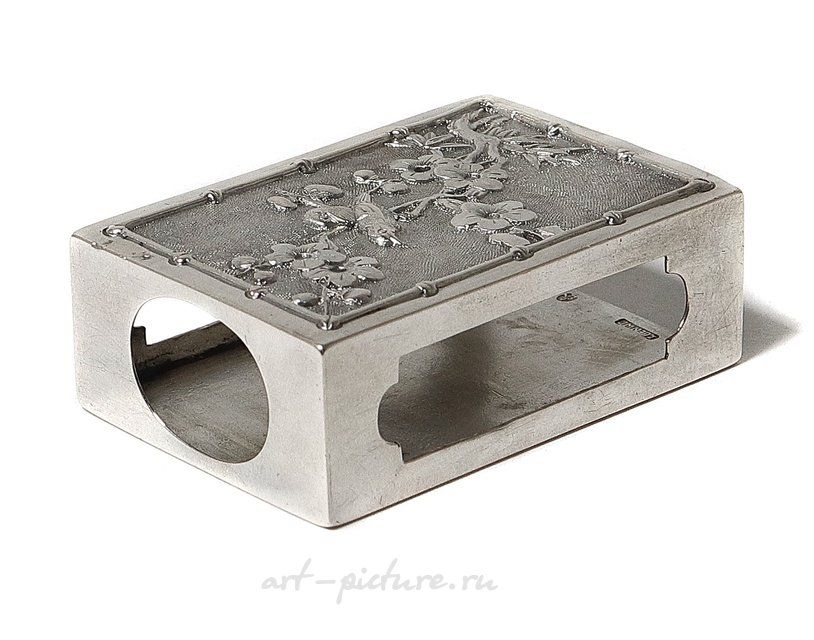Серебряный бокс для коробка спичек. Китай г. Шанхай,Luen Wo, конец 19
