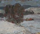 купить Пейзаж с березами. ДВП, масло. 12 х 18 см.