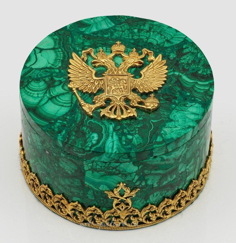 Русское серебро , Шкатулка из малахита.