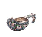 Русский серебряный ковш с эмалью клоизоне от И. Салтикова.